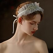 abordables Cintas para la cabeza-Vestimenta de Cabeza Tul Boda Iglesia Retro Con Pedrería Con Cordón Celada Sombreros