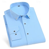 preiswerte Button-Down-Hemden für Herren-Herren Hemd Oberhemd Knopfhemd Glatt Hochzeit Party Schwarz Weiß Rosa Wein Langarm Kargen Frühling Herbst Bekleidung Tasche