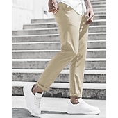 economico Chino-Per uomo Pantaloni Chino Pantaloni corti Pantaloni casual Bottoni Tasche Liscio Comfort Formale Feste Ufficio Di tendenza Classico Verde militare Nero Media elasticità