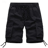 economico Classico-Per uomo Pantaloncini modello cargo Pantaloncini Bermuda A cordoncino Vita elastica Multi tasca Liscio Traspirazione umidità Indossabile Lunghezza del ginocchio Esterno Informale Giornaliero Di
