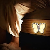 cheap Sensor Night Lights-Cute Butterfly Shaped LED Motion Sensor Night Light with Switch, Rechargeable Human Body Infrared Detection 3 Modes for Children&#039;s Day Christmas Gift 1PC