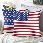 abordables 250º Aniversario-Funda de Almohada Decorativa Vintage de la Bandera Americana 1PC Funda de Cojín Suave Cuadrada para Sofá Cama Sala de Estar Silla 4 de Julio Día de la Independencia