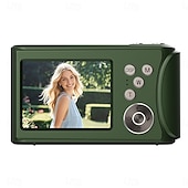 abordables Cámara y fotografía-Cámara de vídeo digital compacta de bolsillo para cine, con enfoque automático, 64 MP, 4K, detección de rostros, zoom de 18x de 2,4 pulgadas, batería recargable de 650 mAh