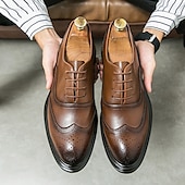 economico Formale-scarpe brogue in similpelle marrone da uomo - calzature formali eleganti e resistenti per lavoro, ufficio ed eventi speciali