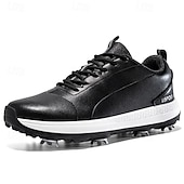 cheap Men&#039;s Golf Shoes-Men&#039;s Black and White Golf Shoes with Spiked Sole, Breathable Upper, and Lightweight Design for Comfort and Support on the Golf Course
