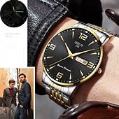 preiswerte Quarz-Uhren-1 Herren Sport Stahlband Uhr Leuchtet Im Dunkeln Kalender Wochenanzeige Licht Luxus All-In-One Legierung Mode Ultra-Dünn Digital Herren Business Uhr