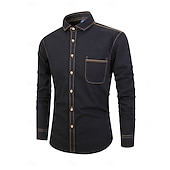 preiswerte Herrenhemd zum Knöpfen-Herren Sommerhemd Freizeithemd Knopfhemd Grau Blau Schwarz Dunkelblau Leicht Blau Langarm Einfach Revers Urlaub Ferien Button-Down Bekleidung 100% Baumwolle Mode Lässig Bequem
