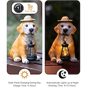 cheap Landscape Lights-Solar-Powered Dog Statue Light with Retro LED Lantern - Outdoor Garden Decor for Patio, Porch, Balcony, Holiday Decoration