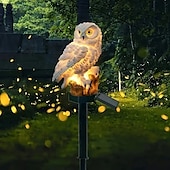 olcso Tájvilágítás-2db panda és bagoly napelemes kerti lámpa – led-gyanta kézművesség kültéri ösvényekhez, pázsithoz és ünnepi táj dekorációhoz