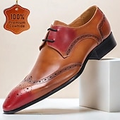 economico Scarpe Eleganti Classiche-scarpe brogue da uomo in pelle di prima qualità - design sfumato rosso-marrone, calzature eleganti e alla moda per uomo, ideali per eventi formali, matrimoni e occasioni di lavoro