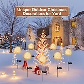 cheap Pathway Lights &amp; Lanterns-2pcs Outdoor Solar Dandelion Aluminum Ball Garden Light LED Landscape Light No Wiring Required for Courtyard Pathway Terrace Flower Bed Camping Holiday Party Decoration