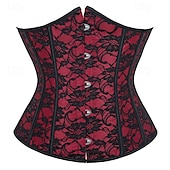 cheap Accessories and More-Retro Vintage Punk &amp; Gothic Corset Underbust Corset Bustier Lace up 14 Bones Floral Women&#039;s Fantasy Halloween Carnival Party Casual Daily LARP Adults&#039; Corset