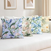baratos estilo floral e plantas-Capa Decorativa de Almofadas Florais 1PC Capa de Almofada Quadrada Macia para Sofá do Quarto Sala de Estar