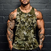 voordelige 3D-tanktops voor heren-Voor heren camouflage Camouflage Kleur T-shirt Vest Top Mouwloos T-shirt 3D-afdrukken Strakke ronde hals Overhemd Vakantie Casual Hawaii Feestdagen blauw Groen Grijs Zomer Lente Kleding S M L XL XXL