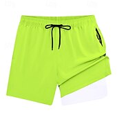 baratos Calções de Banho Masculinos-Homens Calção Justo de Natação Shorts de Natação Bermuda de Surf Calças Com Cordão Com bolsos Natação Surfe Praia Esportes Aquáticos Cor Sólida Verão Primavera