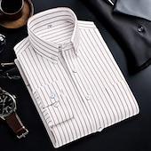 economico camicie oxford da uomo-Per uomo Camicie Camicia abbottonata Camicia Oxford Camicia non stirabile Camicia a righe A quadri / A righe / Chevron Matrimonio Ufficio e carriera Blu chiaro Bianco Blu marino Blu reale Manica lunga