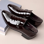 preiswerte Halbformell-Herrenschuhe aus Lackleder – klassische Slipper mit Metallschnalle für Business, formelle Anlässe und Hochzeitskleidung