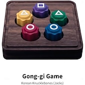 ieftine rechizite de petrecere-Gonggi Korean Game, Gonggi Korean Tossing Game Set (Joc de joc tradițional coreean) - Jebi Chagi, Gong-Gi, Biseokchigi, Paeng-y, Ddakji, Family Party Game (1 set)