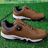 economico Scarpe da Golf da Uomo-scarpe da golf bianche da uomo con sistema di allacciatura Boa, suola chiodata, tomaia traspirante per comfort e stabilità sul campo da golf