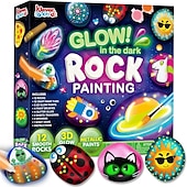 levne Party Supplies-Sada pro malování na skály – svítí ve tmě kamenná sada umění a řemesla pro děti ve věku 6–12 let výtvarné potřeby hračka pro děti řemesla sady barev umění  &amp; řemesla pro chlapce dívky narozeninovou