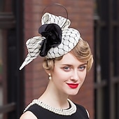 voordelige Fascinators-hoeden sinamay pillbox hoed hoge hoed bruiloft theekransje elegante bruiloft met luipaard strik hoofddeksel hoofddeksel