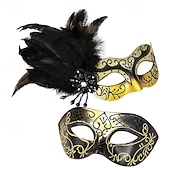 preiswerte Maske-Karnevalsmaske Venezianische Maske Columbina Erwachsene Herren Damen Halbes Gesicht Party Maskerade Karneval von Venedig Karneval Einfaches Karnevalskostüm