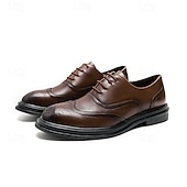 economico Formale-scarpe brogue in similpelle marrone da uomo - calzature formali eleganti e resistenti per lavoro, ufficio ed eventi speciali
