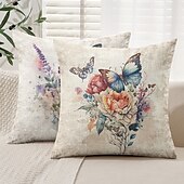 cheap Floral &amp; Plants Style-Rustic Floral Decorative Toss Pillows Cover 1PC Soft Square Couch Cushion Case Pillowcase for Bedroom Livingroom Sofa Chair