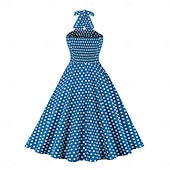 preiswerte Kleider-Retro Vintage 1950er Kleid Swing-Kleid Tupfen Damen Karneval Maskerade Alltagskleidung Junggesellinnenabschiedsparty Erwachsene Kleid Abschlussballkleider