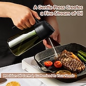Χαμηλού Κόστους Σκεύη &amp; Γκάτζετ Κουζίνας-16oz/470ml σκούρο ψεκαστήρα λαδιού που μπλοκάρει το φως για μαγείρεμα, μπουκάλι διανομής ελαιολάδου 2 σε 1 για κουζίνα, premium σκούρο πράσινο γυάλινο μπουκάλι λαδιού, mister λαδιού ποιότητας τροφίμων