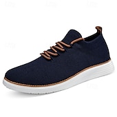 preiswerte Sneaker für Herren-marineblaue Strick-Sneaker für Herren mit Schnürung und gepolsterter Sohle für bequemes Tragen im Alltag