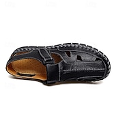cheap Casual Sandals-Men's Brown Faux Leather Fisherman Sandals with Velcro Strap, Breathable Design and Comfortable Sole for Summer, Outdoor Activities and Beach Wear