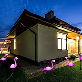 economico Luci paesaggistiche-3 luci solari da prato a forma di fenicottero – luci da giardino esterne impermeabili per cortile, patio e decorazione del cortile