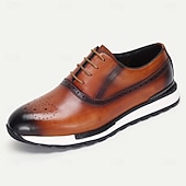 economico Scarpe da ginnastica in pelle premium-sneakers brogue in vera pelle da uomo – scarpe oxford vintage con punta a coda di rondine fatte a mano con dettagli classici traforati per abbigliamento business e casual