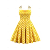 preiswerte Kleider-Retro Vintage 1950er Kleid Swing-Kleid Übergröße Tupfen Damen Karneval Maskerade Alltagskleidung Junggesellinnenabschiedsparty Erwachsene Kleid Abschlussballkleider