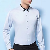 preiswerte Button-Down-Hemden für Herren-Herren Oberhemd Hemd Bügelfreies Hemd Solide / einfarbig Hochzeit Hellblau Schwarz Weiß Rosa Langarm Umlegekragen Ganzjährig Bekleidung Patchwork