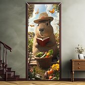 Недорогие Дверные чехлы-Веселые животные Декорации для дверей Чехлы для дверей Капибара Ковры для дверей Портьера для дверей Декорации Задний план Дверной баннер для передней двери Фермерский дом
