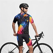 halpa Miesten vaatesarjat-Miesten Pyöräily jersey ja shortsit Graffiti Lyhythihainen Pyörä Liikunta-asut 3 takataskulla Maastopyöräily Maantiepyöräily Etuvetoketju Hikeä siirtävä Mukava Hengittävä Urheilu Musta Keltainen