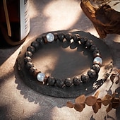 economico Forniture per feste-regali per uomo, bracciale per uomo regali di perline, regali di sobrietà fatti a mano per figlio, gioielli in pietra naturale per compleanno San Valentino Natale calze della Befana