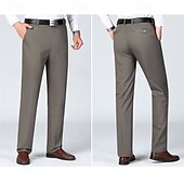 preiswerte Schlank-Herren Anzughosen Hose Hosen Chinesisch Chino Knopf Tasche Glatt Komfort Formal Party Arbeit Modisch Klassicher Stil Cachi scuro Hellkaki Mikro-elastisch