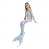 billiga Mermaid Baddräkt-Barn Flickor Badkläder för sjöjungfrun Baddräkt Helgdag Strand Vågar Semester Tropisk Baddräkter 4 år + Sommar Vit Gul