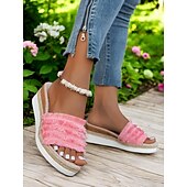 levne Sandály na dovolenou-dámské pruhované třásňové espadrilkové sandály na klínku – pohodlné sandály na platformě pro běžné nošení, pláž a dovolenou