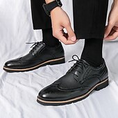levne Formální-pánské hnědé brogue boty s robustní podrážkou, klasický šněrovací design, ležérní styl pro outdoorové i každodenní nošení