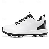 cheap Men&#039;s Golf Shoes-Men&#039;s Black and White Golf Shoes with Spiked Sole, Breathable Upper, and Lightweight Design for Comfort and Support on the Golf Course