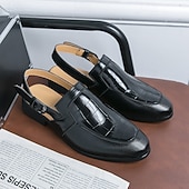 economico Sandali eleganti-scarpe eleganti da uomo nere con cinturino posteriore in pelle stampata coccodrillo, vestibilità comoda e suola resistente - perfette per eventi formali e occasioni di lavoro