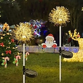 cheap Pathway Lights &amp; Lanterns-2pcs Outdoor Solar Dandelion Aluminum Ball Garden Light LED Landscape Light No Wiring Required for Courtyard Pathway Terrace Flower Bed Camping Holiday Party Decoration