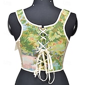 olcso Fűzők-Retró Középkori Reneszánsz Fűző Prsluk Bustier Jacquardszövet Olajfestmény Jelmez Női Kelta Fantasy királyi Mindszentek napja Farsang Parti Alkalmi / Napi LARP Felnőttek Fűző