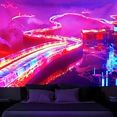 זול שטיחי קיר של Blacklight-שטיח קיר בלאק לייט ש glow in the dark מסיבת אור כימית טוטם בוהמייני פניקס גלקסיה מעורפלת תלויה אומנות קיר מורה לחדר מגורים חדר שינה