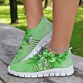 abordables Baskets femme-Baskets Flyknit à imprimé floral avec tige respirante, semelle légère et coupe confortable pour les promenades décontractées et les activités de plein air