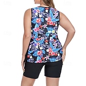 Χαμηλού Κόστους Surfing Tankinis και Bikinis-Γυναικεία Τανκίνι Δύο Κομμάτι Μαγιό Μαγιό Φλοράλ Μαγιό Θαλασσί Αναπνέει Γρήγορο Στέγνωμα Ελαφρύ Αμάνικο - Κολύμβηση Σέρφινγκ Παραλία Καλοκαίρι Άνοιξη Μεγάλα Μεγέθη